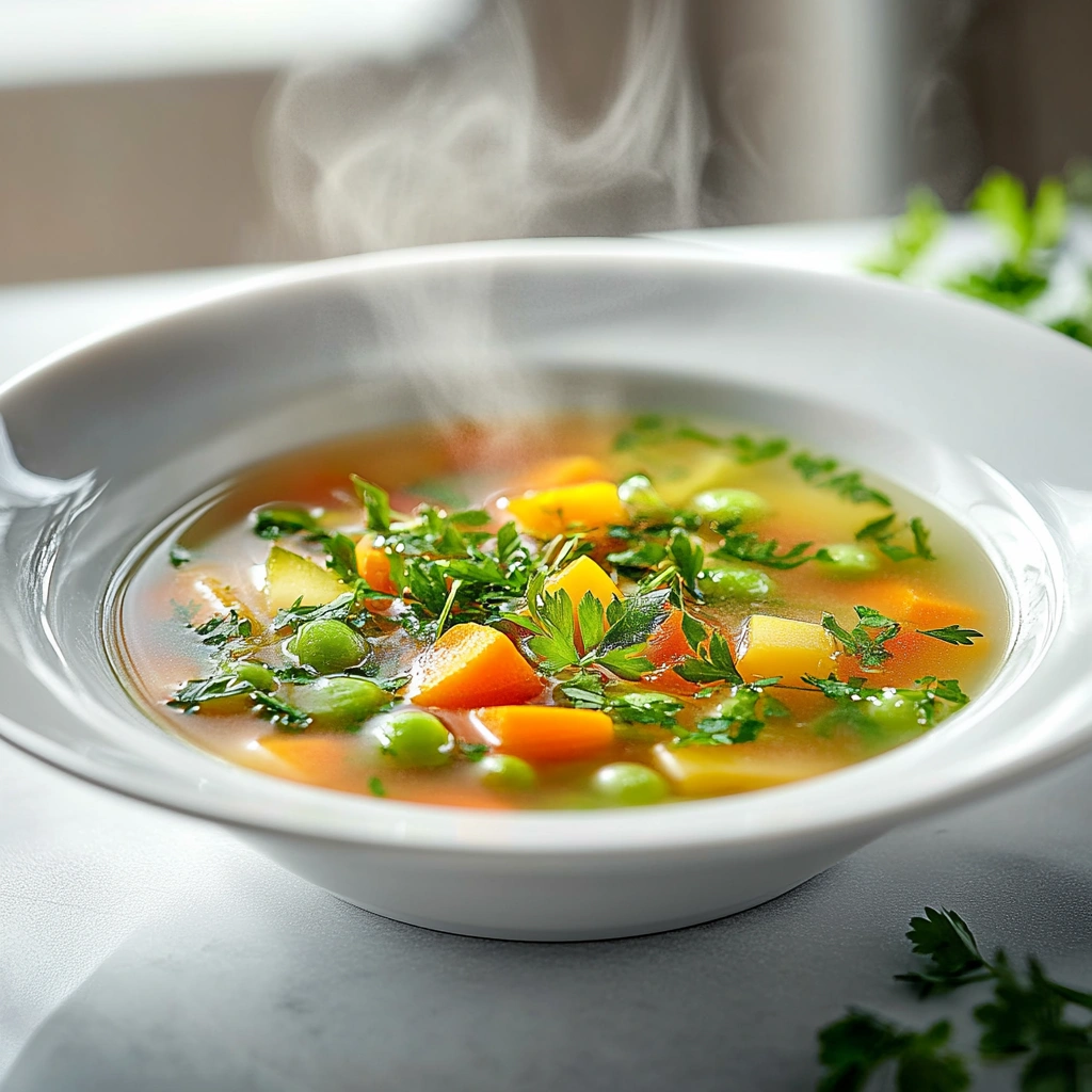 Легкий суп з молодими овочами та зеленню